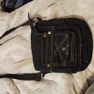 BLACK CLOTH CROSSBODY BAG
